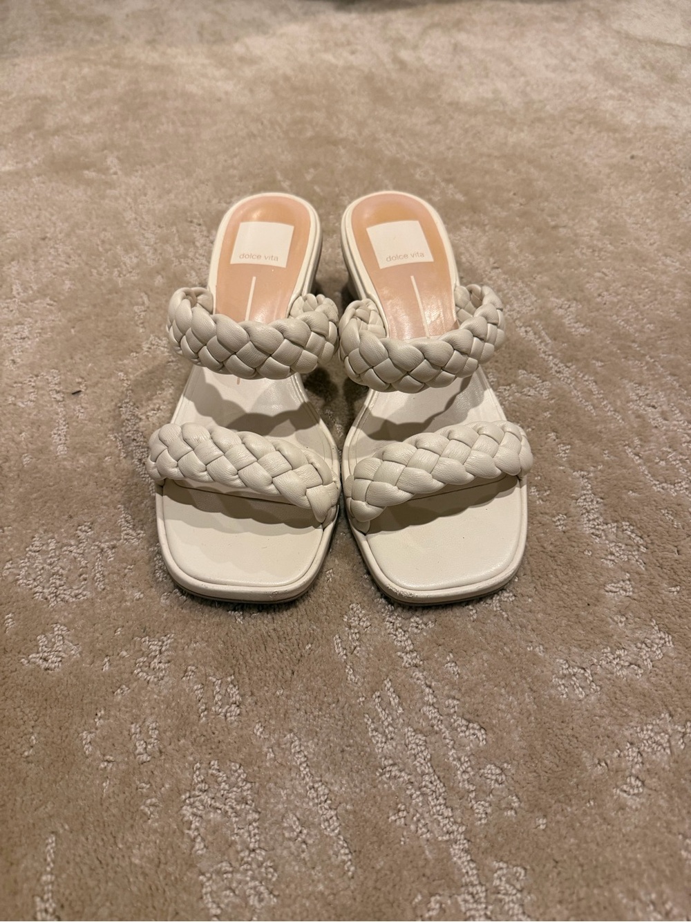 Dolce Vita Cream Braided Double-Strap Slide Mules
